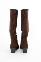 Stivali Texan in eco camoscio doppiato con tacco 7cm