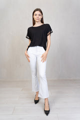 Jeans Flare Bianco con Fondo Taglio Vivo