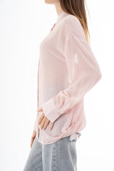 Camicia lunga in georgette velata con scollatura incrociata sul retro