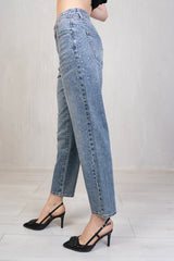 Jeans Mom Fit con Strass