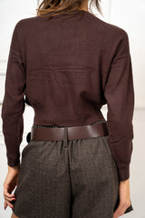 modella indossando Maglia Mirelle boxy in misto viscosa colore