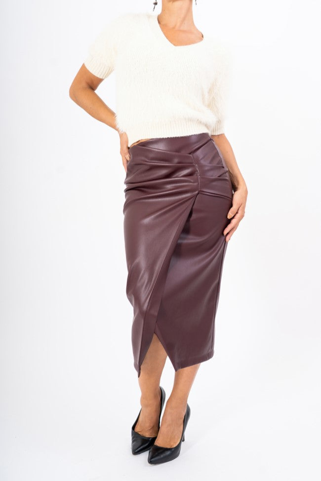 Gonna Midi Ecopelle Draped