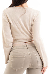 modella indossando Copri spalle scalda-cuore donna in filato misto modal colore