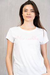 T-shirt in cotone con scritta No Vabbé
