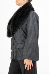 Giacca Faux Fur Chic spinata con collo removibile