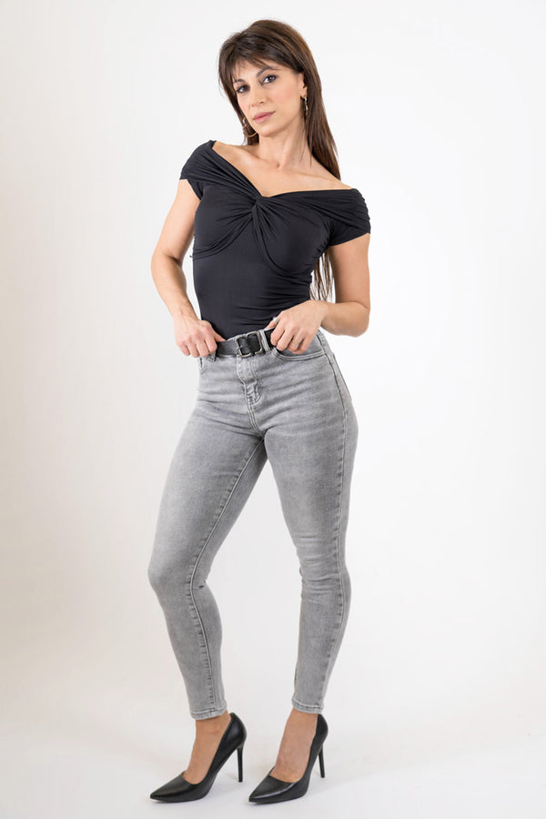 Jeans grigio 5tk elasticizzato